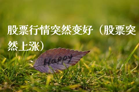 股票行情突然变好（股票突然上涨）_https://www.qdlswl.com_外盘_第1张