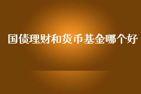 国债理财和货币基金哪个好_https://www.qdlswl.com_理财_第1张
