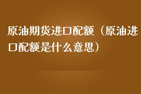 原油期货进口配额（原油进口配额是什么意思）_https://www.qdlswl.com_股指_第1张