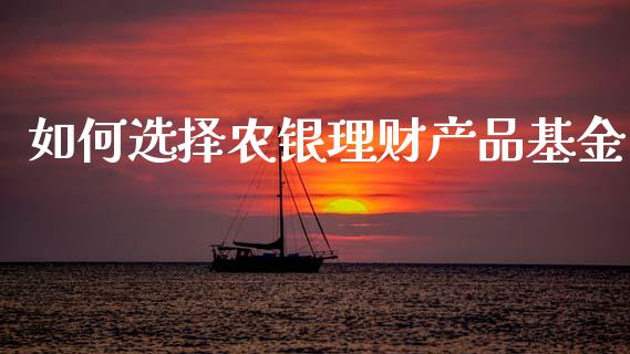 如何选择农银理财产品基金_https://www.qdlswl.com_基金_第1张