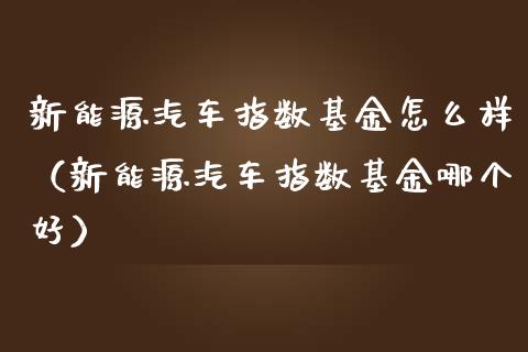 新能源汽车指数基金怎么样（新能源汽车指数基金哪个好）_https://www.qdlswl.com_理财_第1张