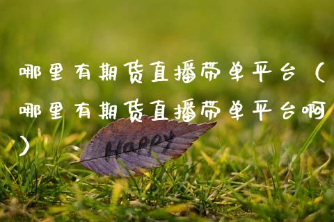 哪里有期货直播带单平台（哪里有期货直播带单平台啊）_https://www.qdlswl.com_直播_第1张