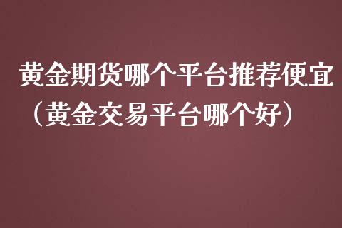 黄金期货哪个平台推荐便宜（黄金交易平台哪个好）_https://www.qdlswl.com_股指_第1张