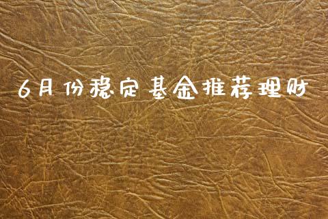 6月份稳定基金推荐理财_https://www.qdlswl.com_理财_第1张
