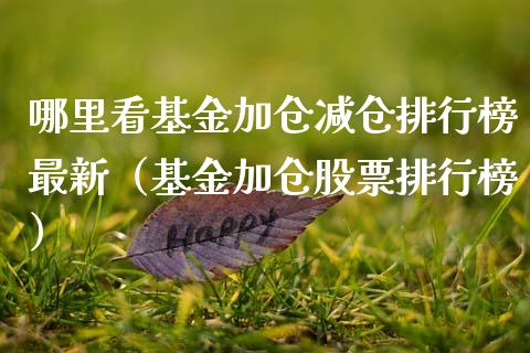 哪里看基金加仓减仓排行榜最新（基金加仓股票排行榜）_https://www.qdlswl.com_理财_第1张