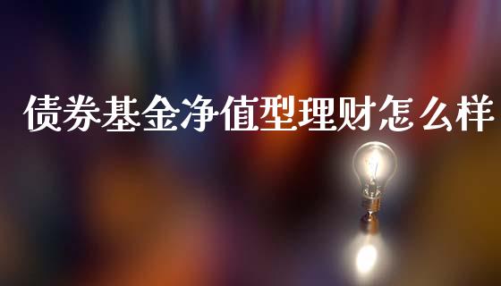 债券基金净值型理财怎么样_https://www.qdlswl.com_理财_第1张