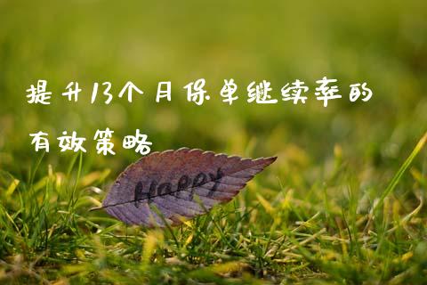提升13个月保单继续率的有效策略_https://www.qdlswl.com_直播_第1张