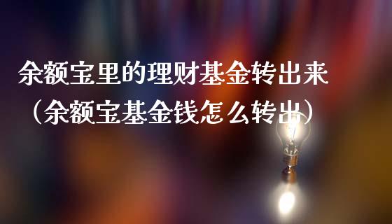 余额宝里的理财基金转出来（余额宝基金钱怎么转出）_https://www.qdlswl.com_理财_第1张