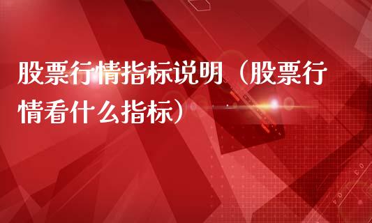 股票行情指标说明（股票行情看什么指标）_https://www.qdlswl.com_股票_第1张