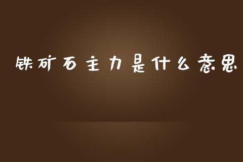铁矿石主力是什么意思_https://www.qdlswl.com_股指_第1张