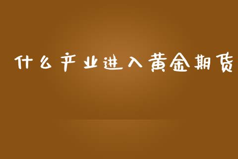 什么产业进入黄金期货_https://www.qdlswl.com_股指_第1张