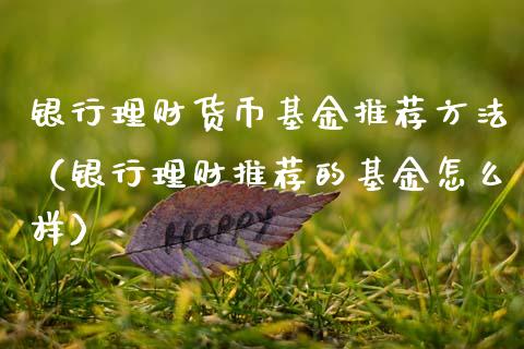 银行理财货币基金推荐方法（银行理财推荐的基金怎么样）_https://www.qdlswl.com_基金_第1张