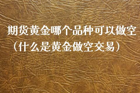 期货黄金哪个品种可以做空（什么是黄金做空交易）_https://www.qdlswl.com_股指_第1张