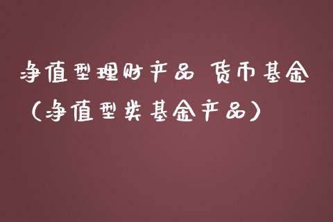 净值型理财产品 货币基金（净值型类基金产品）_https://www.qdlswl.com_基金_第1张