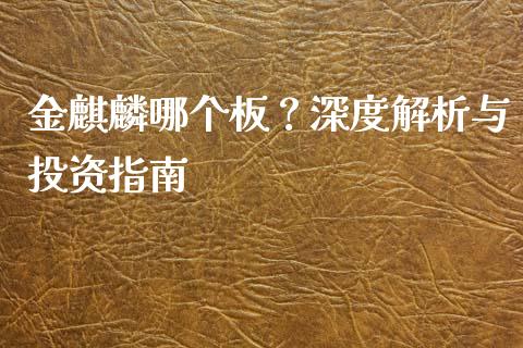 金麒麟哪个板？深度解析与投资指南_https://www.qdlswl.com_基金_第1张