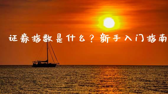 证券指数是什么？新手入门指南_https://www.qdlswl.com_基金_第1张