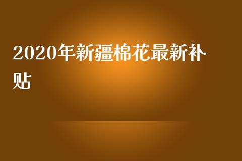 2020年新疆棉花最新补贴_https://www.qdlswl.com_期货_第1张