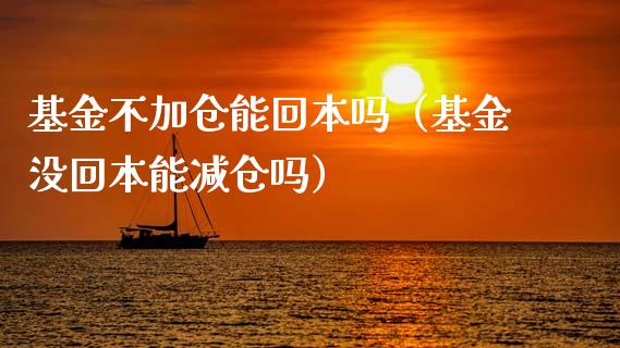 基金不加仓能回本吗（基金没回本能减仓吗）_https://www.qdlswl.com_理财_第1张