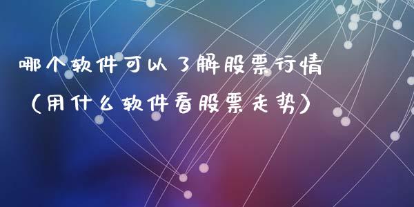 哪个软件可以了解股票行情（用什么软件看股票走势）_https://www.qdlswl.com_内盘_第1张