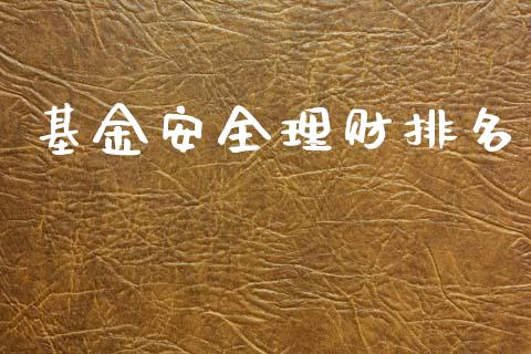 基金安全理财排名_https://www.qdlswl.com_理财_第1张