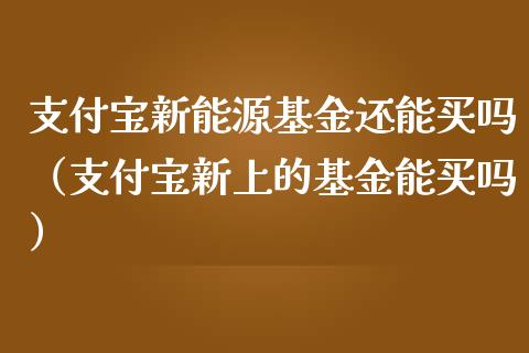 支付宝新能源基金还能买吗（支付宝新上的基金能买吗）_https://www.qdlswl.com_基金_第1张