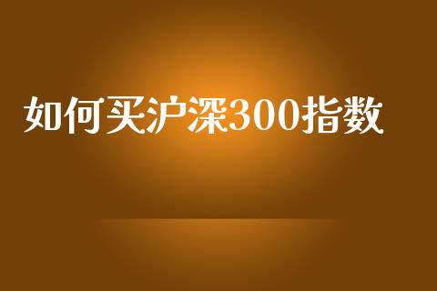 如何买沪深300指数_https://www.qdlswl.com_股指_第1张