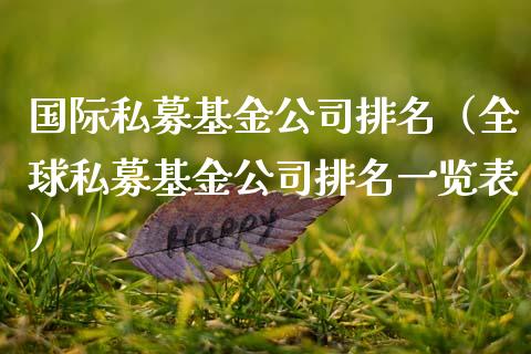 国际私募基金公司排名（全球私募基金公司排名一览表）_https://www.qdlswl.com_理财_第1张