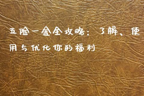 五险一金全攻略：了解、使用与优化你的福利_https://www.qdlswl.com_理财_第1张