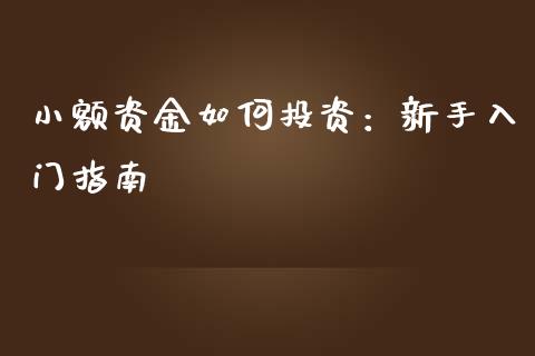 小额资金如何投资:新手入门指南_内盘_第1张_青岛财经网 小额资金如何投资:新手入门指南_https://www.qdlswl.com_内盘_第1张