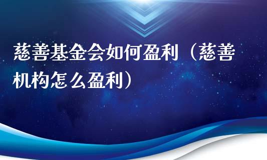 慈善基金会如何盈利（慈善机构怎么盈利）_https://www.qdlswl.com_理财_第1张