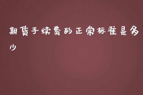 期货手续费的正常标准是多少_https://www.qdlswl.com_期货_第1张