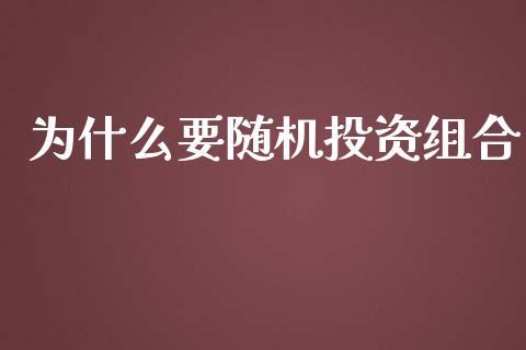 为什么要随机投资组合_https://www.qdlswl.com_期货_第1张