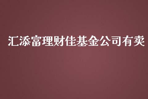汇添富理财佳基金公司有卖_https://www.qdlswl.com_理财_第1张