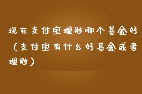 现在支付宝理财哪个基金好（支付宝有什么好基金或者理财）_https://www.qdlswl.com_理财_第1张