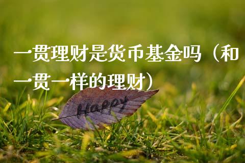 一贯理财是货币基金吗（和一贯一样的理财）_https://www.qdlswl.com_基金_第1张