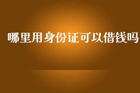 哪里用身份证可以借钱吗_https://www.qdlswl.com_期货_第1张