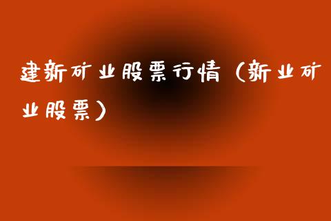建新矿业股票行情（新业矿业股票）_https://www.qdlswl.com_外盘_第1张
