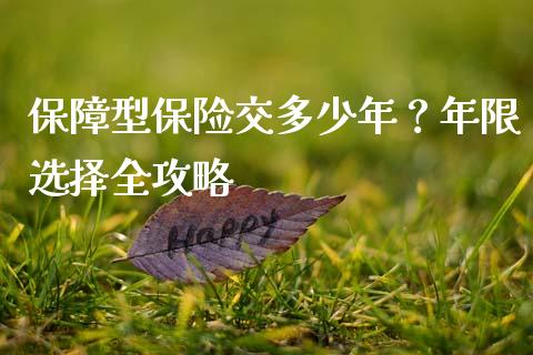 保障型保险交多少年？年限选择全攻略_https://www.qdlswl.com_期货_第1张