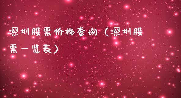 深圳股票价格查询（深圳股票一览表）_https://www.qdlswl.com_股票_第1张