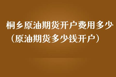 桐乡原油期货开户费用多少（原油期货多少钱开户）_https://www.qdlswl.com_股指_第1张