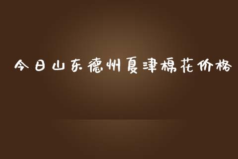 今日山东德州夏津棉花价格_https://www.qdlswl.com_股指_第1张