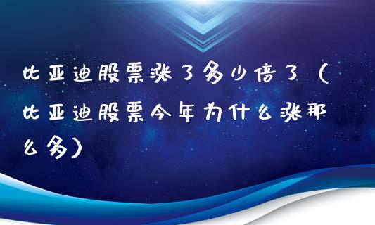 比亚迪股票涨了多少倍了（比亚迪股票今年为什么涨那么多）_https://www.qdlswl.com_股票_第1张