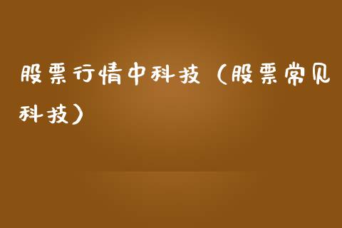 股票行情中科技（股票常见科技）_https://www.qdlswl.com_股票_第1张