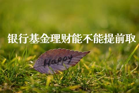 银行基金理财能不能提前取_https://www.qdlswl.com_理财_第1张