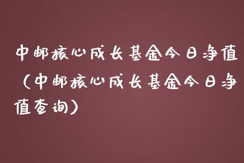 中邮核心成长基金今日净值（中邮核心成长基金今日净值查询）_https://www.qdlswl.com_基金_第1张