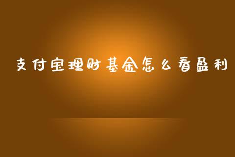 支付宝理财基金怎么看盈利_https://www.qdlswl.com_基金_第1张