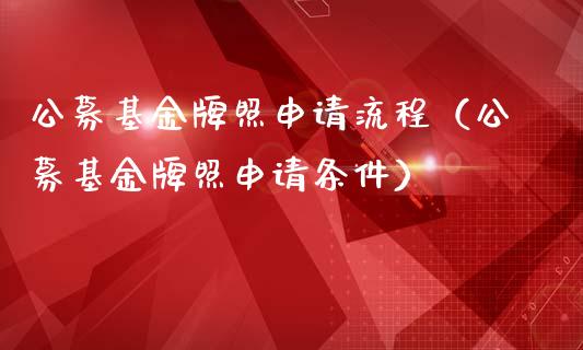 公募基金牌照申请流程（公募基金牌照申请条件）_https://www.qdlswl.com_基金_第1张