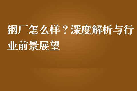 钢厂怎么样？深度解析与行业前景展望_https://www.qdlswl.com_基金_第1张