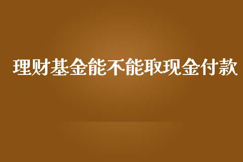 理财基金能不能取现金付款_https://www.qdlswl.com_理财_第1张