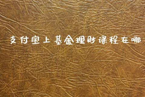 支付宝上基金理财课程在哪_https://www.qdlswl.com_理财_第1张